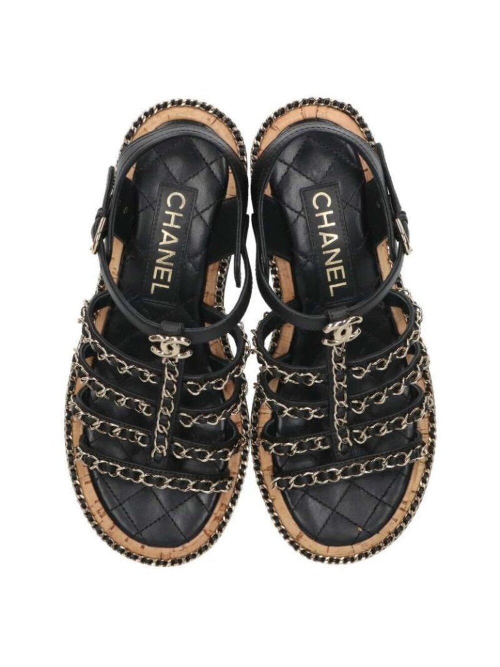 ★SOLD★ Chanel Chain Cork Sole Sandals 36.5 - Picture 4 of 5